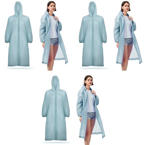 PALAY® Rain Ponchos for Adults Reusable EVA Raincoats with Hood for Women Men Camping Hiking Music Festival Outdoor Activities Pack of 2 Blue 3PCS PALAY® Rain Ponchos for Adults Reusable EVA Raincoats with Hood for Women Men Camping Hiking Music Festival Outdoor Activities Pack of 2 Blue 3PCS